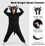 Adult Night Dragon Onesie Costume - 3D Hooded Animal One-Piece Pajama for Halloween Men Women