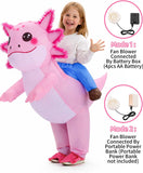 Inflatable Axolotl Costume for Kids – Funny Blow Up Ride on Costumes for Halloween & Cosplay Parties
