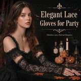Floral Long Fingerless Lace Gloves for Women
