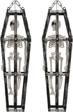 2-Piece Halloween Coffin Cage Skeleton Hanging Decorations