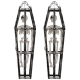 2-Piece Halloween Coffin Cage Skeleton Hanging Decorations
