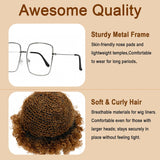 Brown Afro Wig and Prop Glasses Costume Set for Men