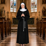 4 PCS Womens Nun Costume Set Traditional Black & White Dress