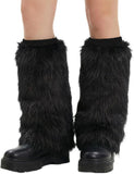 Women’s Furry Leg Warmers, Long Plush Boot Cuffs for Winter, Faux Fur Leg Covers