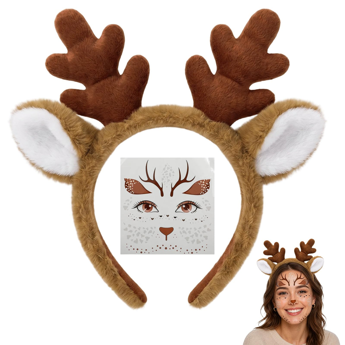 Reindeer Antlers Headband/Headband &Tail Costume Set