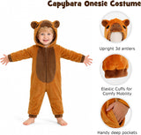 Toddler Brown Capybara Costume for Halloween with 3D Hood and Elastic Cuffs