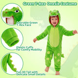 Toddler Dinosaur Costume, 3D Hooded Animal Jumpsuit for Halloween, 2-4T