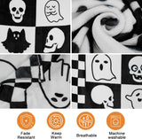 Skull Blanket, Black and White Checkered Ghost Blanket