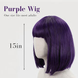 Short Purple Bob Wig with Bangs for Women