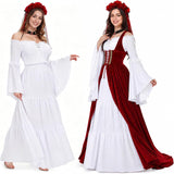 Renaissance Festival Costumes for Women, 4 PCS Medieval Dress Set