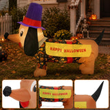 4FT Halloween Inflatable Outdoor Dog Decorations, Blow Up Dachshund with Built-in Bright LEDs, Yard Lawn Garden Party Decor