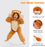 Kids Lion Costume for Girls & Boys - 3D Hooded Animal Jumpsuit for Halloween Party