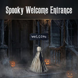 Halloween Animated Witch Broom Decor with Light & Sound Black