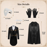 Adult Men's Black Masquerade Cape Costume for Halloween Cosplay Dress Up Party