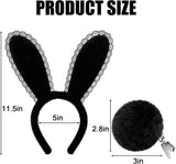 White/Brown/Black Bunny Ears Headband & Tail Costume Set