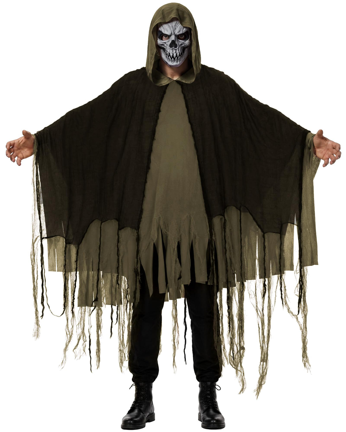 Grim Reaper Costume for Men Women Adult Scary Hooded Cloak Halloween Cape Cosplay Costumes