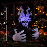 6FT Halloween Inflatable Outdoor Decorations, Blow Up Octopus Death Reaper with Built-in Bright LEDs, Yard Lawn Garden Party Decor