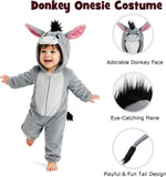 Toddler Grey Donkey Costume for Girls & Boys - 3D Hooded Animal Jumpsuit for Halloween Party