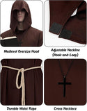 Men's Medieval Hooded Priest Costume - Friar Monk Robe for Renaissance Cosplay Halloween