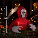 Halloween Inflatable Outdoor Decorations 6FT Red Grim Reaper