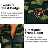 Military Costumes for Women, Long Sleeve Camo Romper, Camouflage Jumpsuit Bodysuit for Halloween Cosplay Outfit