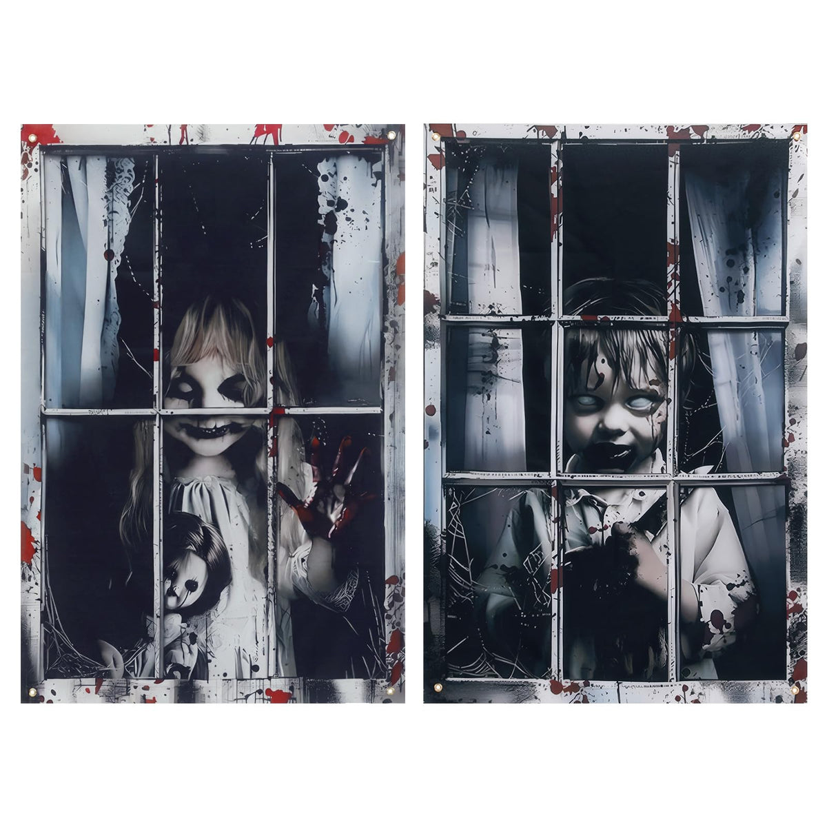 Halloween Decorations Outdoor Scary Curtains 48x31.5in 2 Packs