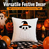 Halloween Pillow Covers 18x18 Set of 2, Witch Hat Ghost Cases