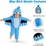 Toddler Blue Bird Costume for Girls & Boys - 3D Hooded Animal Jumpsuit for Halloween Party
