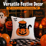 Halloween Pillow Covers 18x18 Set of 2, Cat Pumpkin Cases