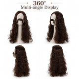 Brown Hippie Wig and Beard Set, 70s Costume Hair for Men
