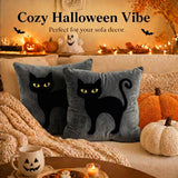 Halloween Pillow Covers 18x18 Set of 2, Black Cat Cases