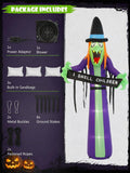 8FT Halloween Inflatable Witch Yard Decor, LED Blow Up Outdoor