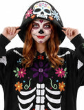 Adult Floral Skeleton Onesie Costume - One-Piece Pajama for Halloween Women
