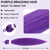 2-Piece 24-Inch Purple Braiding Hair Extensions for Kids