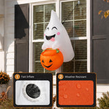 4FT Halloween Inflatable Outdoor Decorations, Blow Up Ghost Pumpkin with Built-in Bright LEDs, Yard Lawn Garden Party Decor