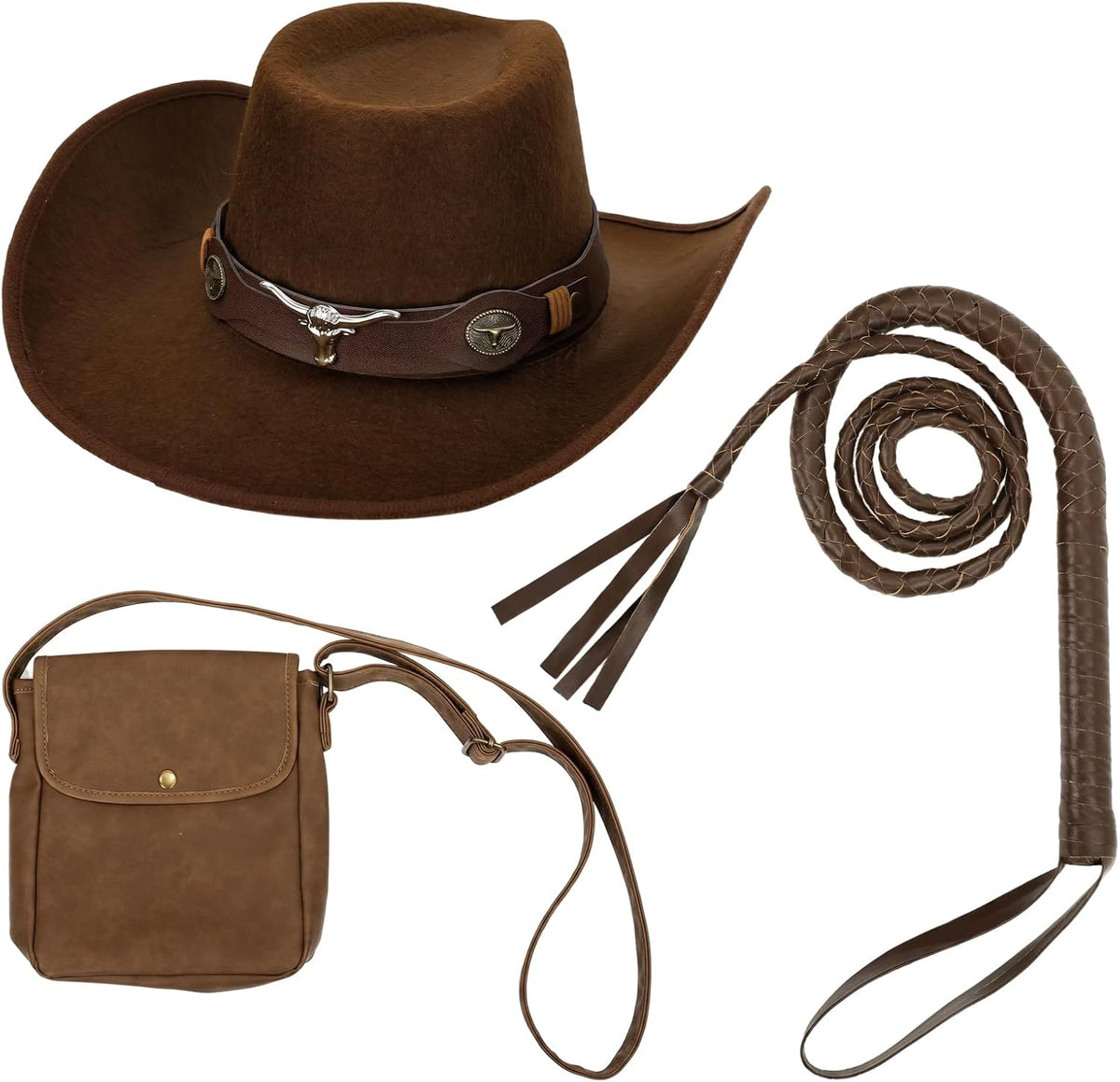 Brown Cowboy Costume Accessories Set for Adults