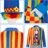 Adult Funny Clown Costume for Men Women Halloween Cosplay Dress Up Party