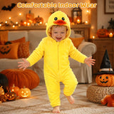 Toddler Yellow Duck Costume for Girls & Boys - 3D Hooded Animal Jumpsuit for Halloween Party