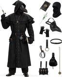 Adult Plague Doctor Costume Set for Men Renaissance Medieval Costumes with Accessories for Halloween Cosplay