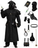 Adult Plague Doctor Costume Set for Men Renaissance Medieval Costumes with Accessories for Halloween Cosplay