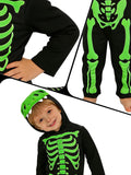 Dinosaur Skeleton Costume for Toddler Boys, Halloween Jumpsuit with Hood and Tail - Dino Hood with Teeth Design