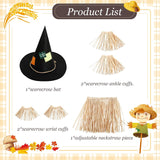 Scarecrow Costume Accessories Set with Hat for Kids, 6 Pieces