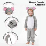 Toddler Mouse Costume for Girls & Boys - 3D Hooded Animal Jumpsuit for Halloween Party