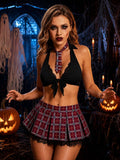 Women 3 PCS Plaid Roleplay Schoolgirl Costume Set