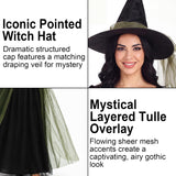 Witch Costume for Women, 3 PCS Classic Gothic Dress, Elegant Fairytale Halloween Cosplay Outfit
