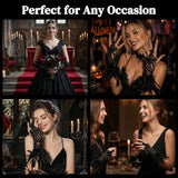 Black Witch Gloves, Lace Feather Halloween Costume for Women
