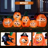 8FT Long Halloween Inflatable Pumpkin Outdoor Decorations, Blow Up Pumpkins Family with Built-in Bright LEDs, Yard Lawn Garden Party Decor