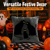 Halloween Pillow Covers 18x18 Set of 2, Gray Black Cat Cases