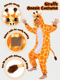 Adult Giraffe Onesie Costume - 3D Hooded Animal One-Piece Pajama for Halloween Men Women