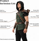 Men's Medieval Renaissance Archer Costume Adult Hooded Forest Hunter Costume for Halloween Cosplay Party